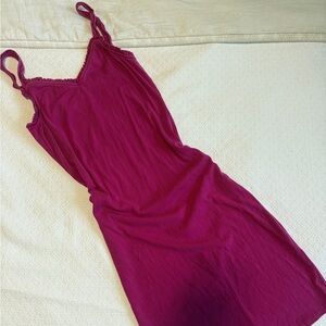 Vibrant Pink Ruffle Sleeve Midi Dress